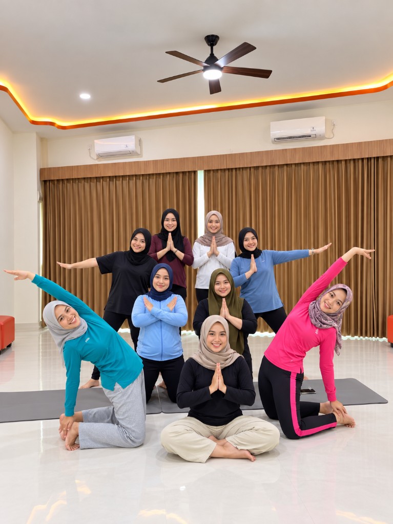 Instruktur dan peserta prenatal yoga Klinik Utama Alaza